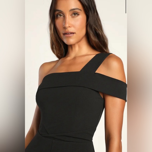 NEW Lulus Bold and Ambitious Black One-Shoulder Wide-Leg Jumpsuit - Picture 2 of 4